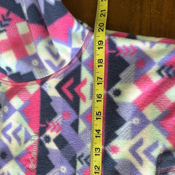 Columbia Kids' Geometric 1/2 zip Fleece Jacket - Pink, Purple, and Blue size XL - Picture 3 of 8